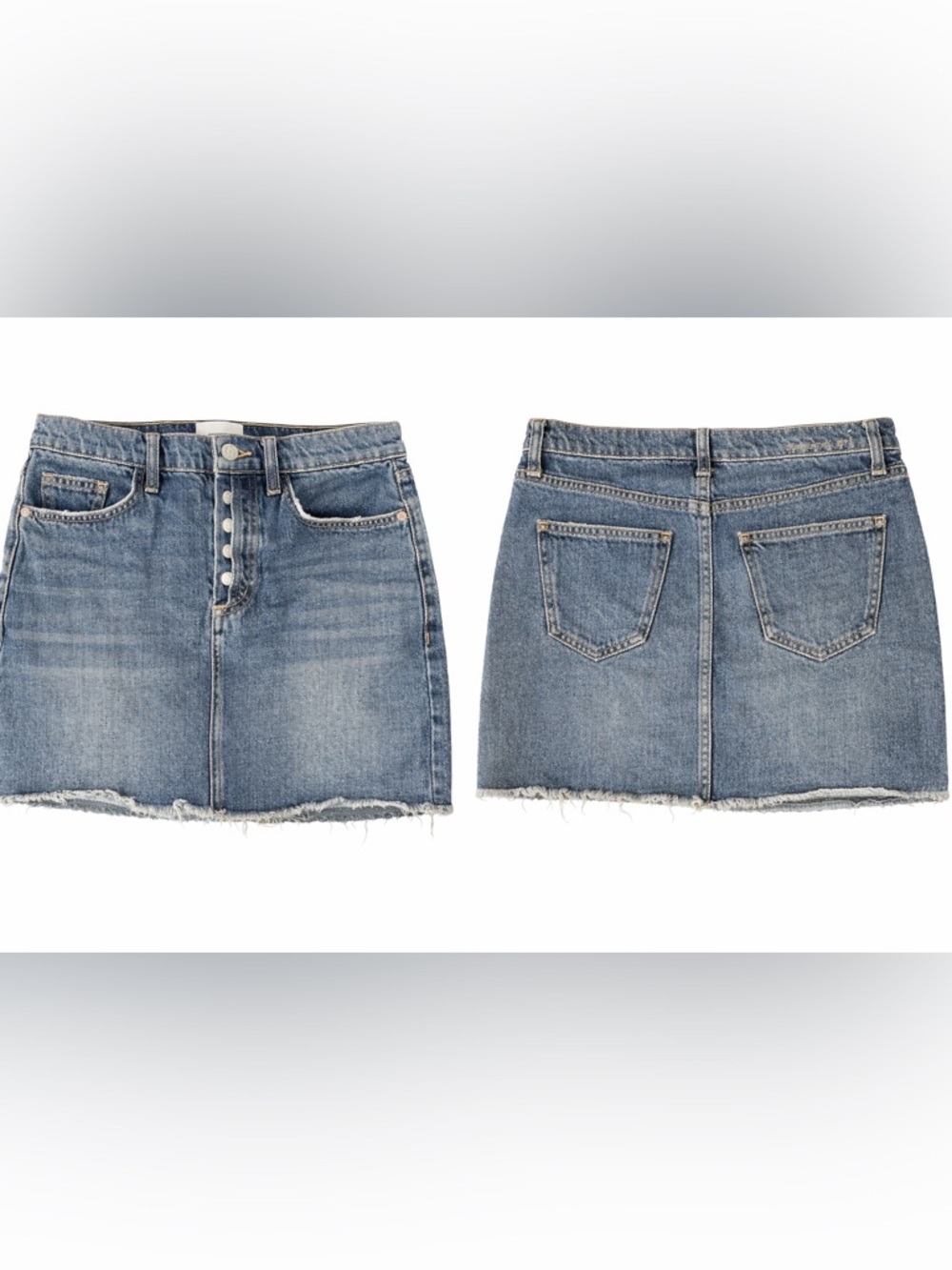 Current/Elliott Denim Mini Skirt Size 26 Raw Hem Button Fly